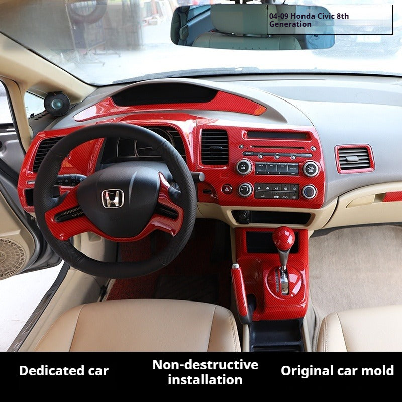 RHD 2004-2011 8th Generation Civic Carbon Fiber and Rosewood Window Lift Panel Interior Trim Decal