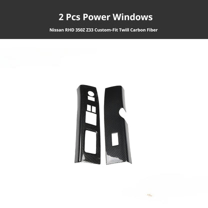 RHD 350Z Z33 Carbon Fiber and Rosewood 3D Textured Dashboard Trim Scratch-Resistant Protective Film