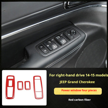 RHD 2014-2015 Grand Cherokee Carbon Fiber Texture Interior Trim Kit for Front Door Panels