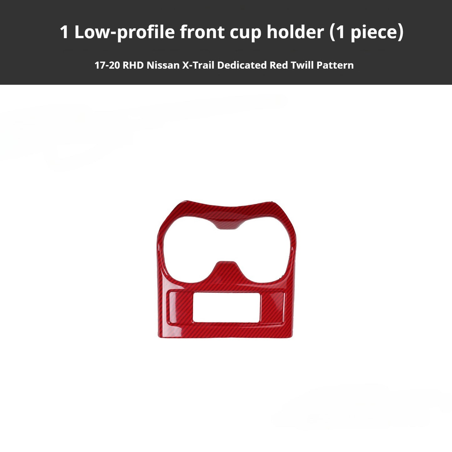 RHD 2017-2020 Nissan X-Trail Red Carbon Fiber Cup Holder and Steering Wheel Interior Trim Kit