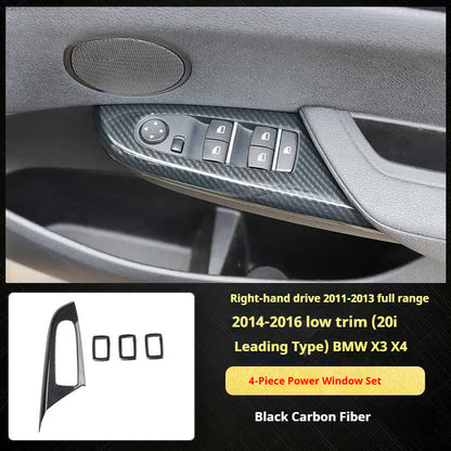 RHD 11-16 BMW X3 F25/X4 F26 Interior Modification Carbon Fiber Pattern Gear Shift Knob Frame Door Panel Trim