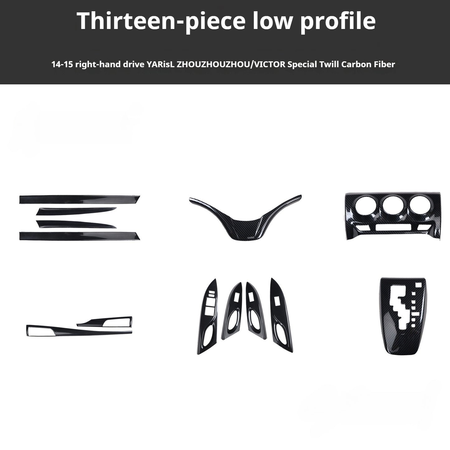 RHD 2014-2015 Toyota Vios Carbon Fiber Steering Wheel Interior Trim Cover