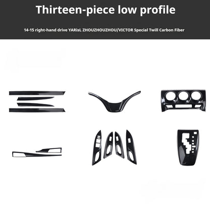 RHD 2014-2015 Toyota Vios Carbon Fiber Steering Wheel Interior Trim Cover