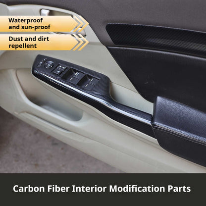 RHD 12-15 9th Gen Civic Interior Modification Peach Wood Carbon Fiber Pattern Center Console Trim