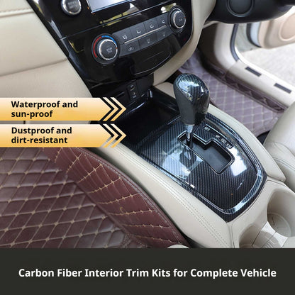 RHD 2017-2020 Nissan X-Trail Red Carbon Fiber Cup Holder and Steering Wheel Interior Trim Kit