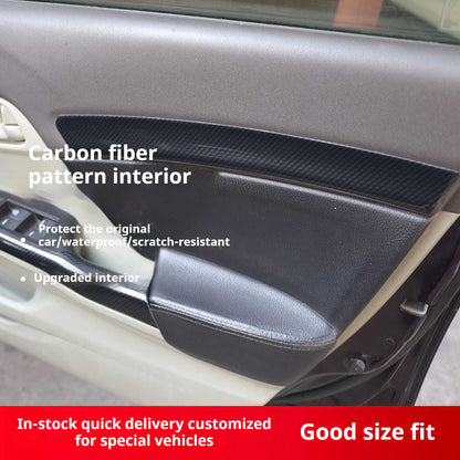 RHD 12-15 9th Gen Civic Interior Modification Peach Wood Carbon Fiber Pattern Center Console Trim