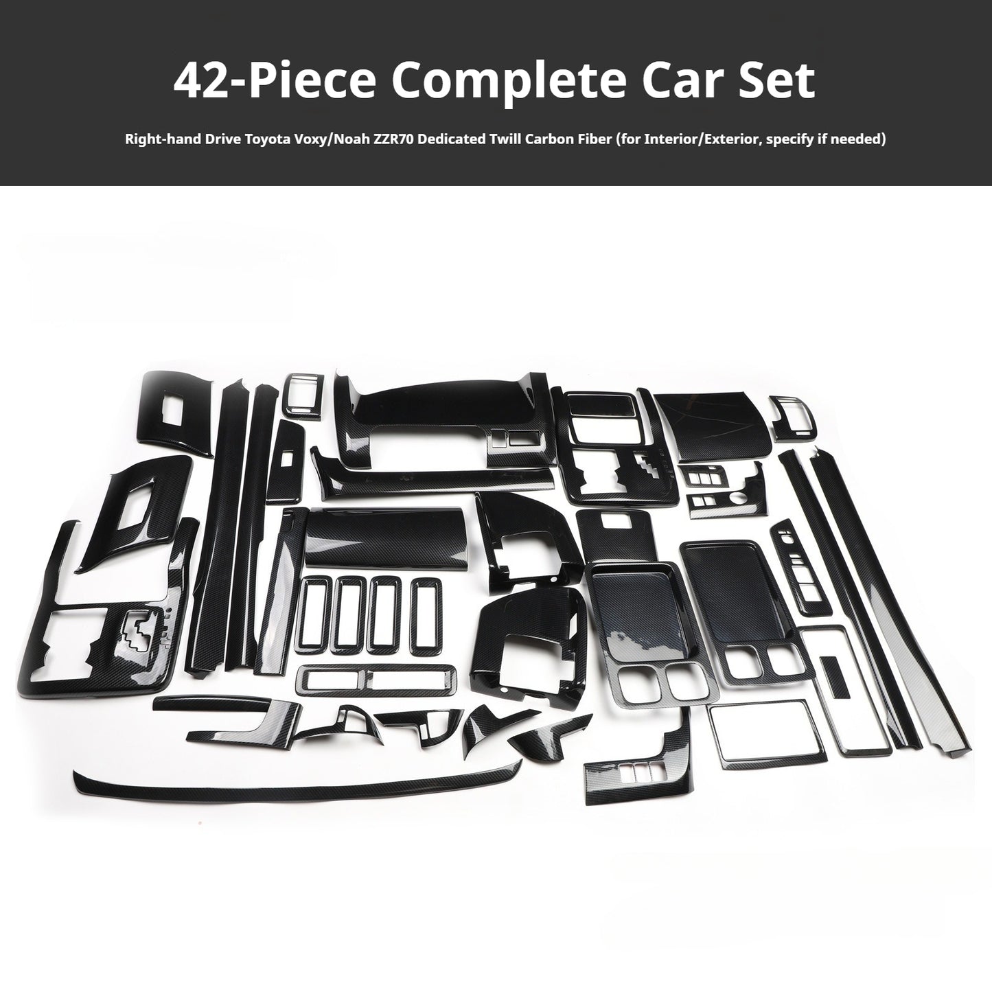 RHD VOXY/NOAH ZZR70 Carbon Fiber and Rosewood Dashboard Trim Kit