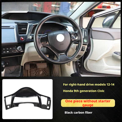 RHD 12-15 9th Gen Civic Interior Modification Peach Wood Carbon Fiber Pattern Center Console Trim