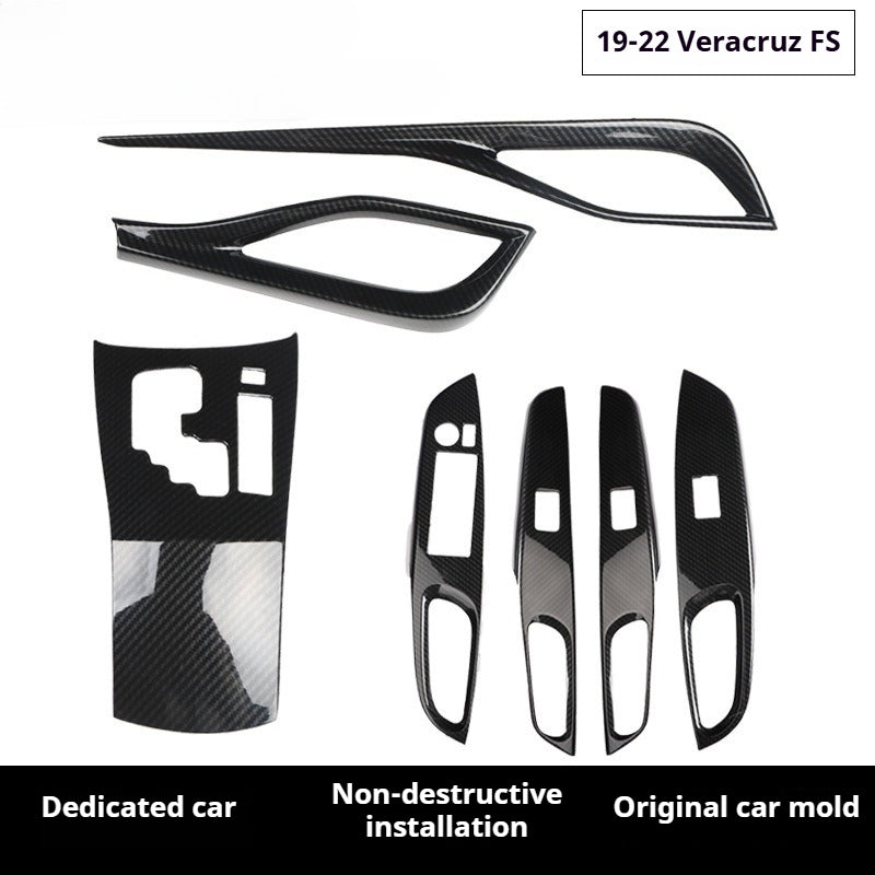 RHD 2019-2022 Toypta Vios Yaris Carbon Fiber Pattern Modification Window Lift/Shift Knob Interior Scratch-Resistant Protective Film