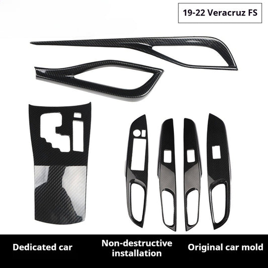 RHD 2019-2022 Toypta Vios Yaris Carbon Fiber Pattern Modification Window Lift/Shift Knob Interior Scratch-Resistant Protective Film