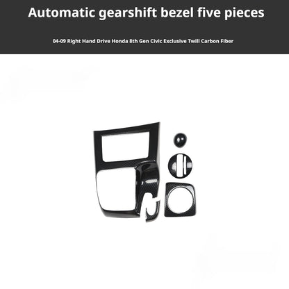 RHD 2004-2011 8th Generation Civic Carbon Fiber Interior Window Lift Steering Wheel Trim Kit