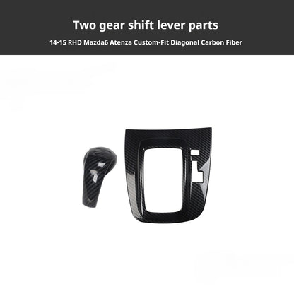 RHD 2014-2015 Mazda 3 Atenza Interior Modification Carbon Fiber Pattern Gear Shift Knob Trim Kit