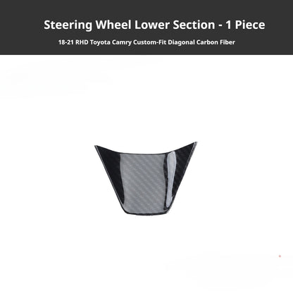 RHD 18-21 Toyota Camry Interior Modification Carbon Fiber Pattern Center Console Panel Passenger Side Decorative Trim