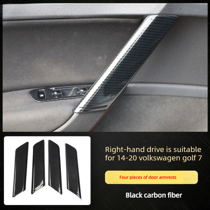 RHD 14-20 Golf 7 Carbon Fiber Trim Kit: Center Console, Gear Shift, Cup Holder Frame, Headlight Switch, Interior Trim
