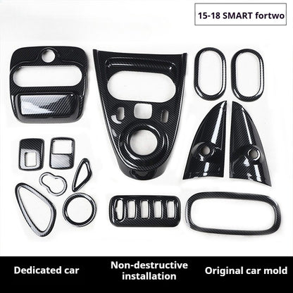 RHD 2015-2018 Smart Exclusive Interior Modification Carbon Fiber Gloss Black Painted Gear Shift Knob Trim Cover