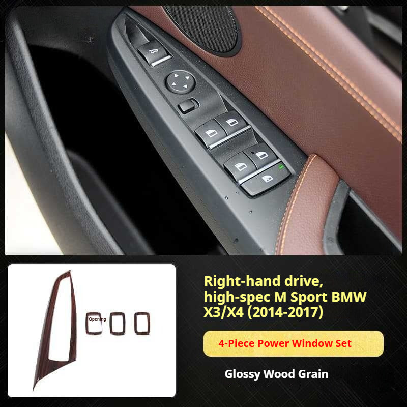 RHD 11-16 BMW X3 F25/X4 F26 Interior Modification Carbon Fiber Pattern Gear Shift Knob Frame Door Panel Trim