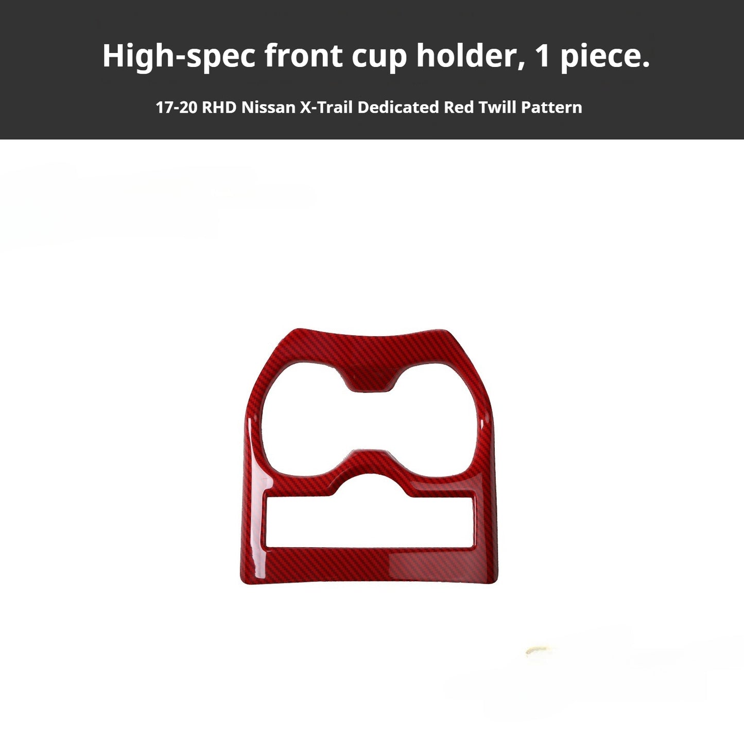 RHD 2017-2020 Nissan X-Trail Red Carbon Fiber Cup Holder and Steering Wheel Interior Trim Kit