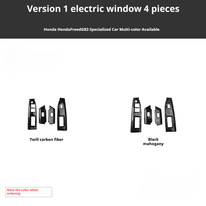 RHD Freed GB3 Interior Modification Carbon Fiber-Style Steering Wheel and Center Console Trim