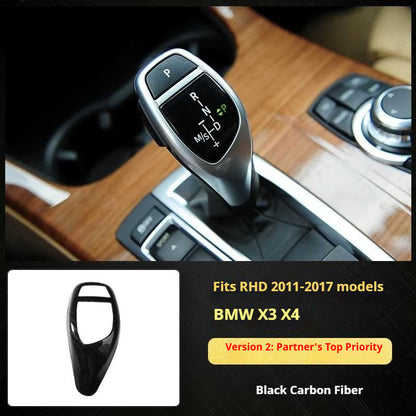 RHD 11-16 BMW X3 F25/X4 F26 Interior Modification Carbon Fiber Pattern Gear Shift Knob Frame Door Panel Trim