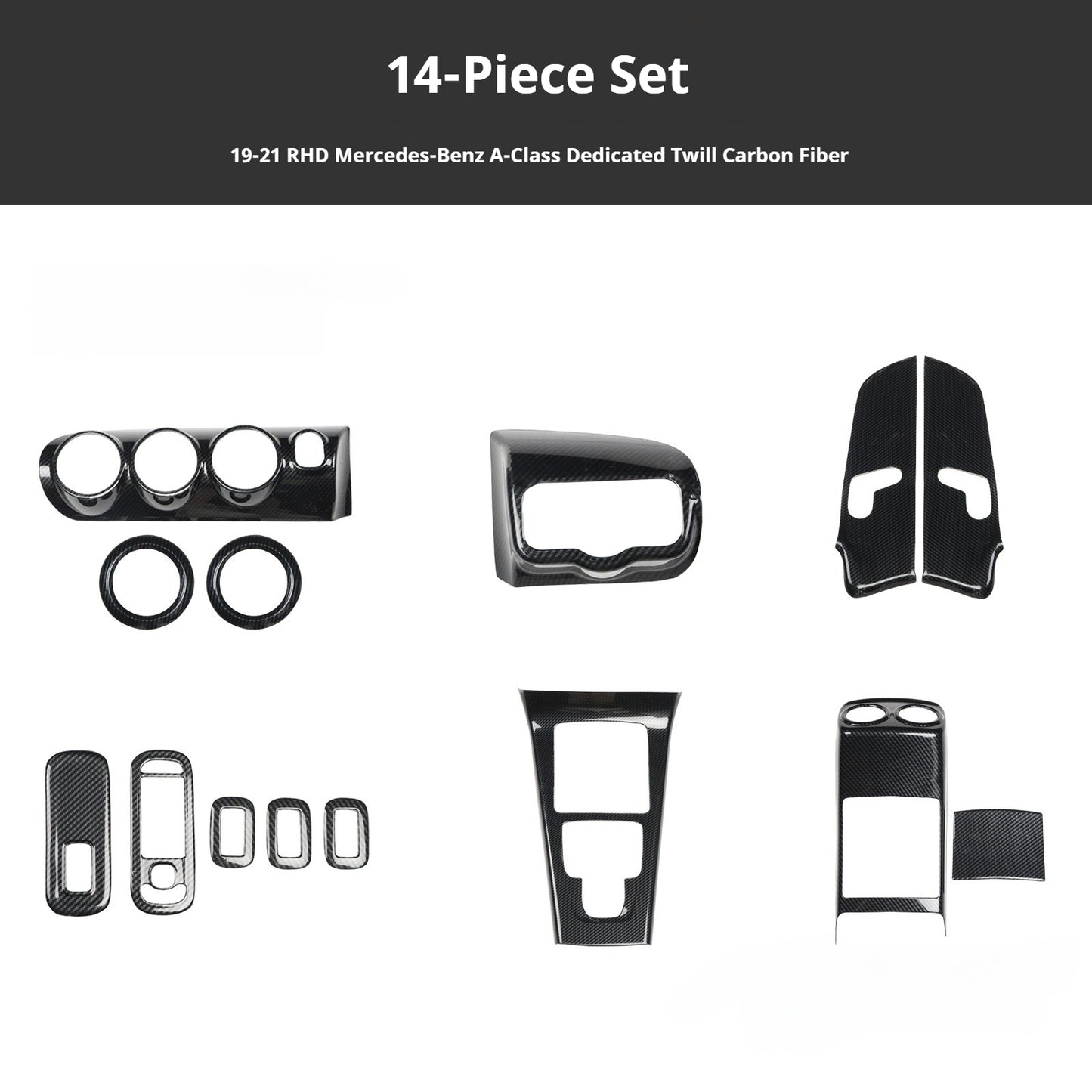 RHD 2019-2021 Mercedes-Benz A-Class / CLA-Class Specification Custom-Fit Center Console Vent Panel Modification Kit