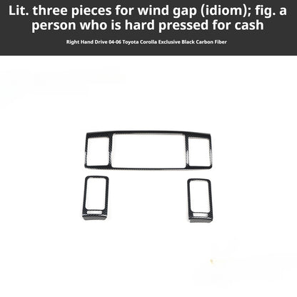 RHD 2004-2006 Toyota Corolla Interior Modification Carbon Fiber Walnut-Finish Air Conditioning Frame Lift Switch Trim