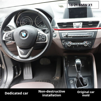 RHD 2016-2021 X1 Interior Upgrade: Walnut Carbon Fiber-Patterned Center Console and Door Panel Trim
