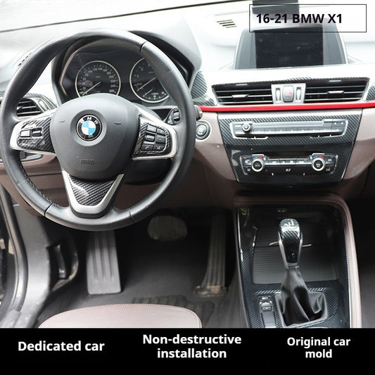 RHD 2016-2021 X1 Interior Upgrade: Walnut Carbon Fiber-Patterned Center Console and Door Panel Trim