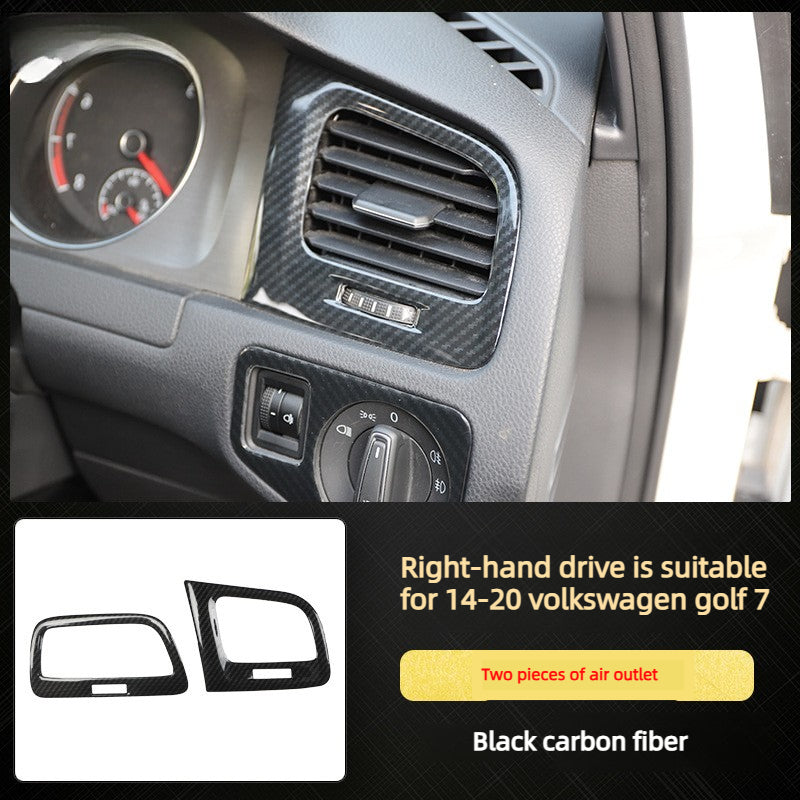 RHD 14-20 Golf 7 Carbon Fiber Trim Kit: Center Console, Gear Shift, Cup Holder Frame, Headlight Switch, Interior Trim