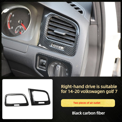RHD 14-20 Golf 7 Carbon Fiber Trim Kit: Center Console, Gear Shift, Cup Holder Frame, Headlight Switch, Interior Trim