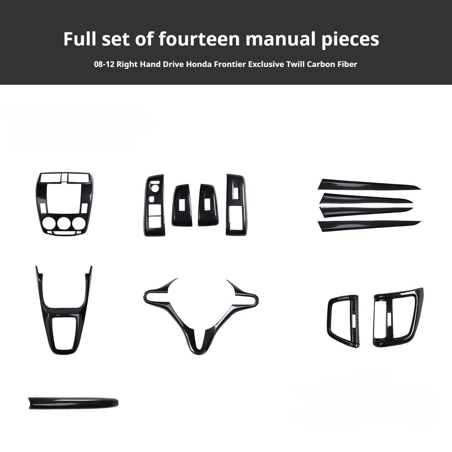 RHD 2008-2012 Honda City (Old Model) Carbon Fiber Gear Shift & Navigation Panel Interior Trim Kit