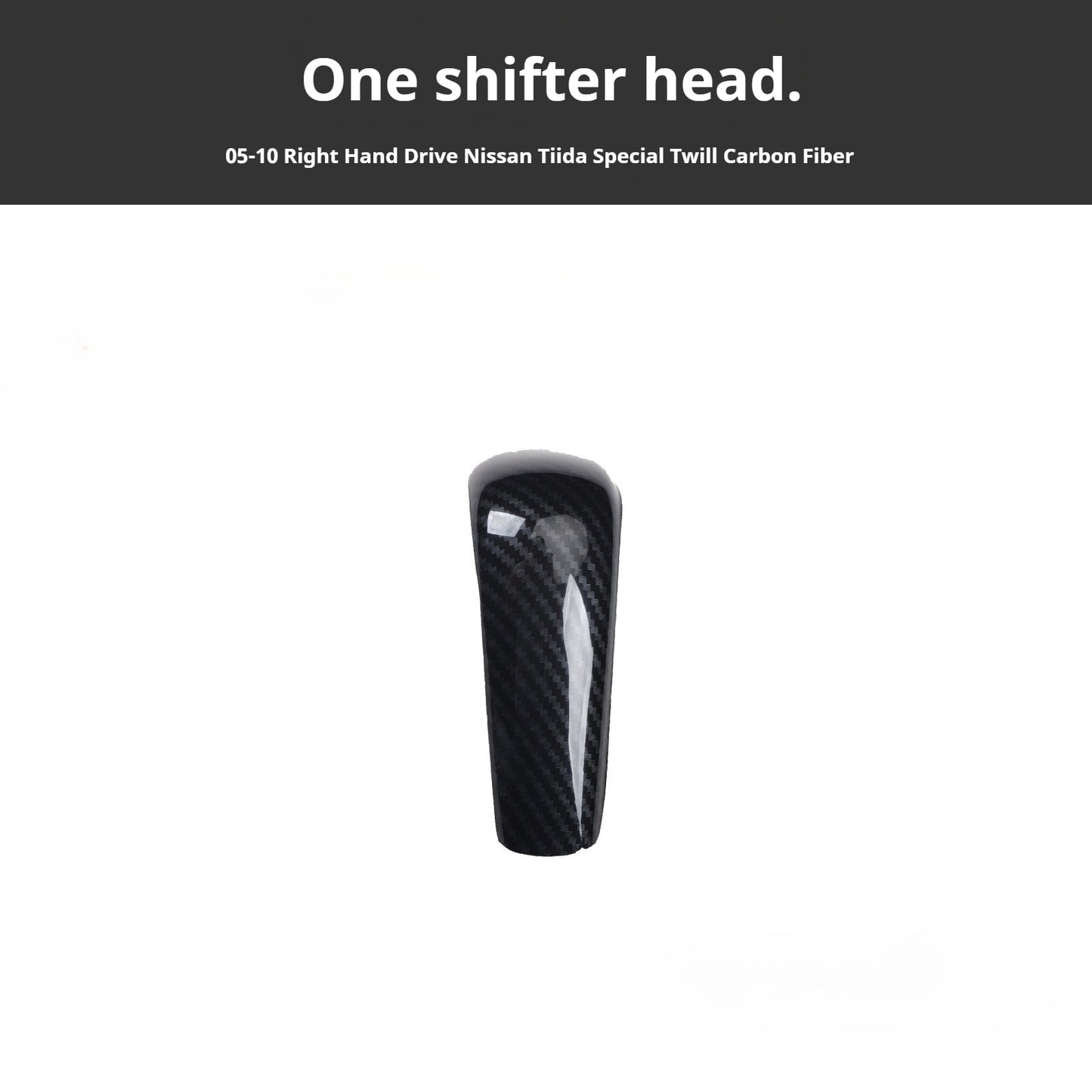 RHD 2005-2010 Nissan Tiida Walnut Carbon Fiber Pattern Manual Gear Shift Knob & Center Console Interior Protective Cover Set