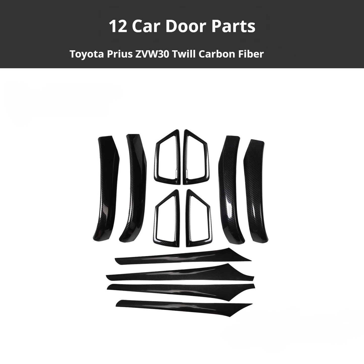 RHD Prius ZVW30 Peach Wood Carbon Fiber Pattern Dashboard, Instrument Panel, Steering Wheel, and Gear Shift Knob Interior Trim Decals
