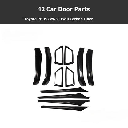 RHD Prius ZVW30 Peach Wood Carbon Fiber Pattern Dashboard, Instrument Panel, Steering Wheel, and Gear Shift Knob Interior Trim Decals