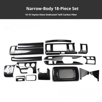 RHD 2014-2015 Toyota Hiace 200 Series Interior Modification Carbon Fiber Pattern Dashboard, Air Conditioning, and Gear Shift Trim