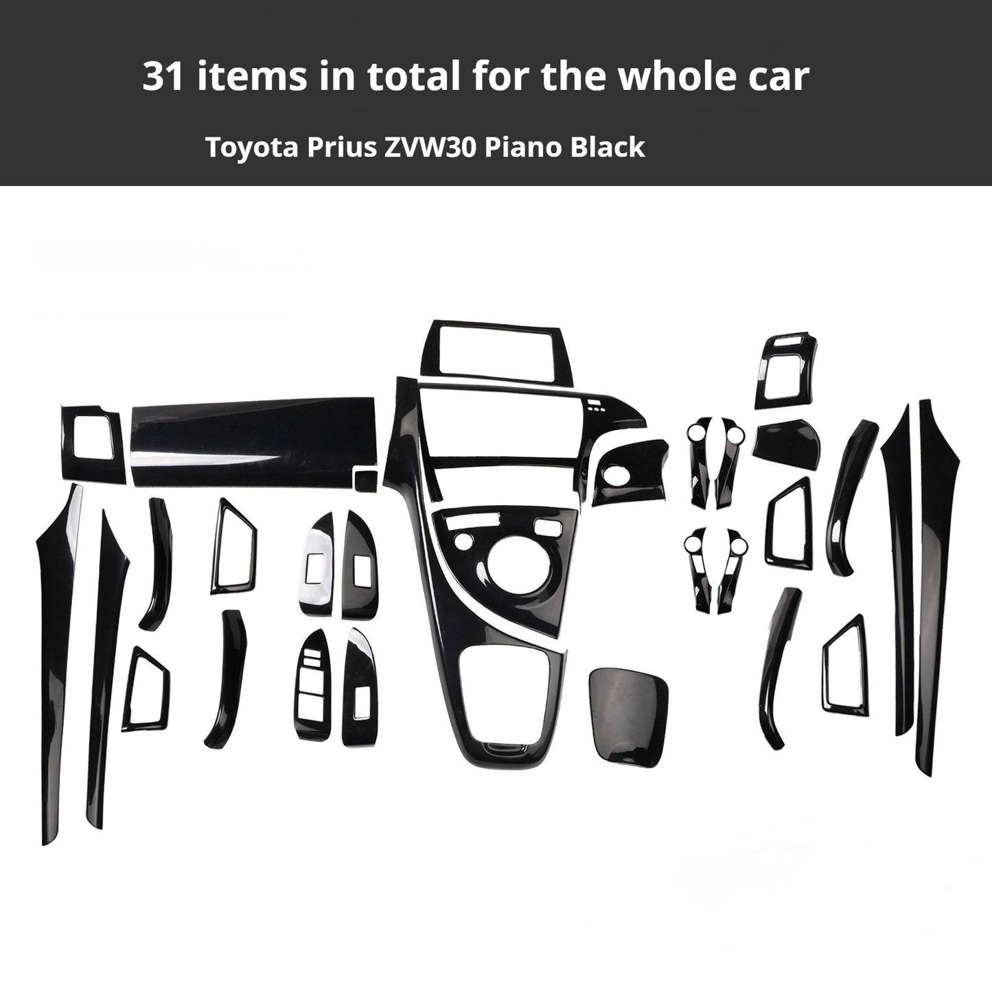 RHD Prius ZVW30 Peach Wood Carbon Fiber Pattern Dashboard, Instrument Panel, Steering Wheel, and Gear Shift Knob Interior Trim Decals