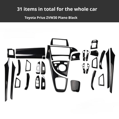 RHD Prius ZVW30 Peach Wood Carbon Fiber Pattern Dashboard, Instrument Panel, Steering Wheel, and Gear Shift Knob Interior Trim Decals