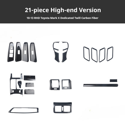 RHD 2010-2017 Reiz Carbon Fiber Gloss Black Steering Wheel Inner Grab Handle Interior Modification Kit