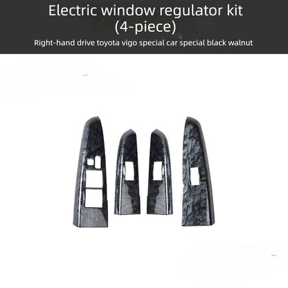 RHD 12-15 Toyota VIGO Hilux Interior Upgrade Peach Wood Carbon Fiber Pattern Steering Wheel Navigation Trim