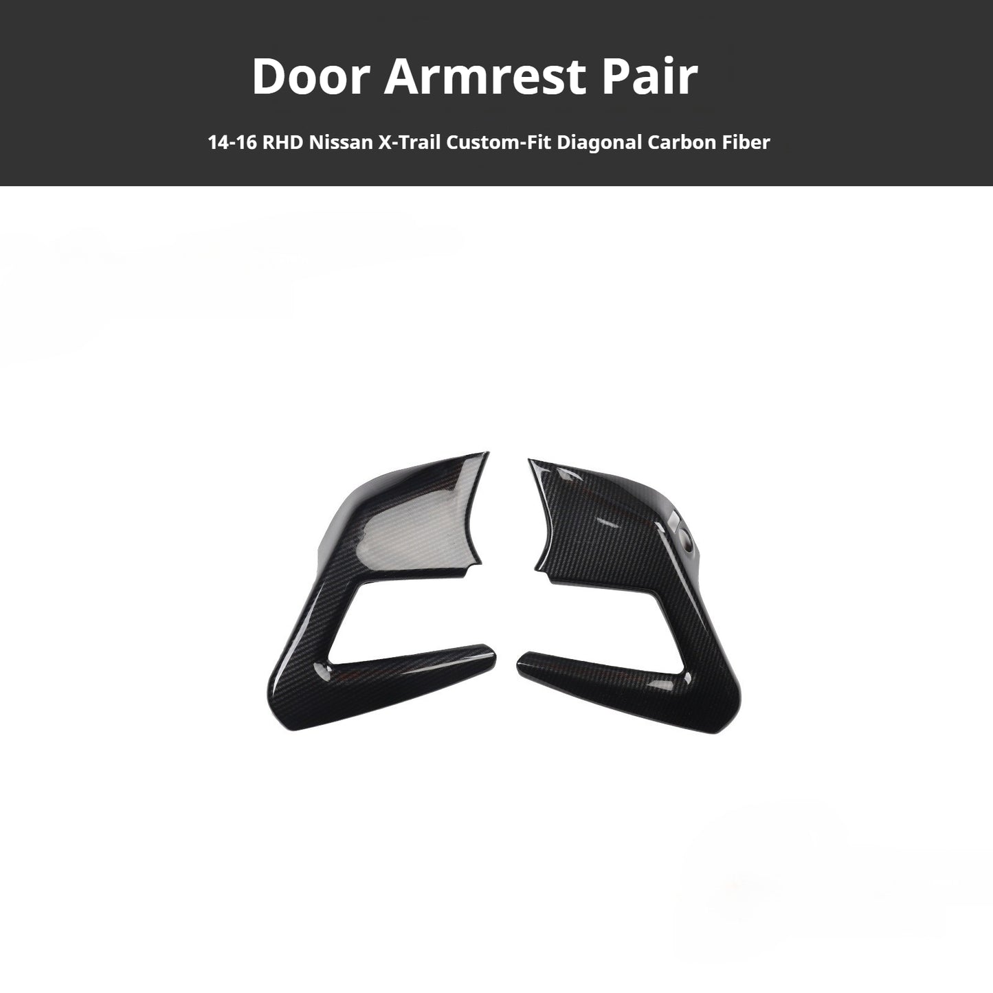 RHD 2014-2016 Nissan X-Trail Carbon Fiber and Walnut Wood Grain Center Console and Gear Shift Knob Trim Kit