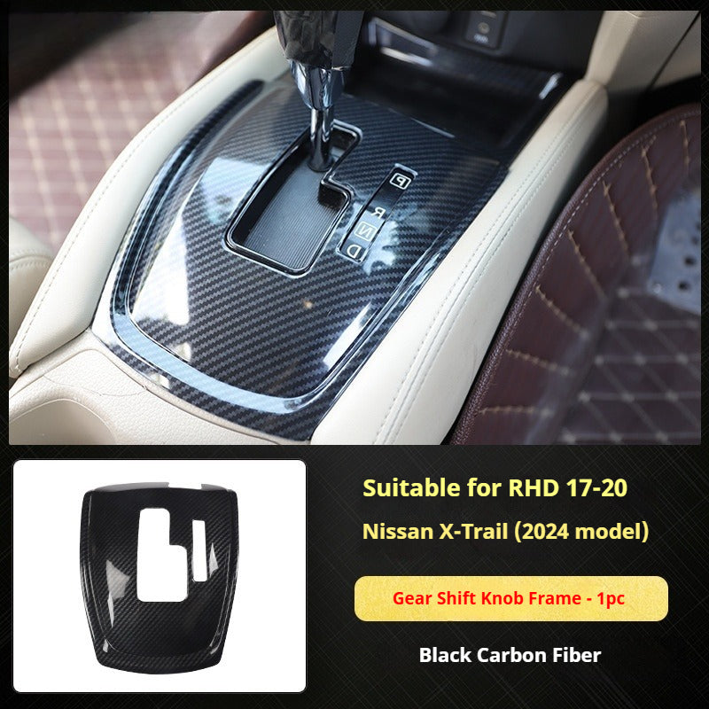 RHD 2017-2020 Nissan X-Trail Red Carbon Fiber Cup Holder and Steering Wheel Interior Trim Kit