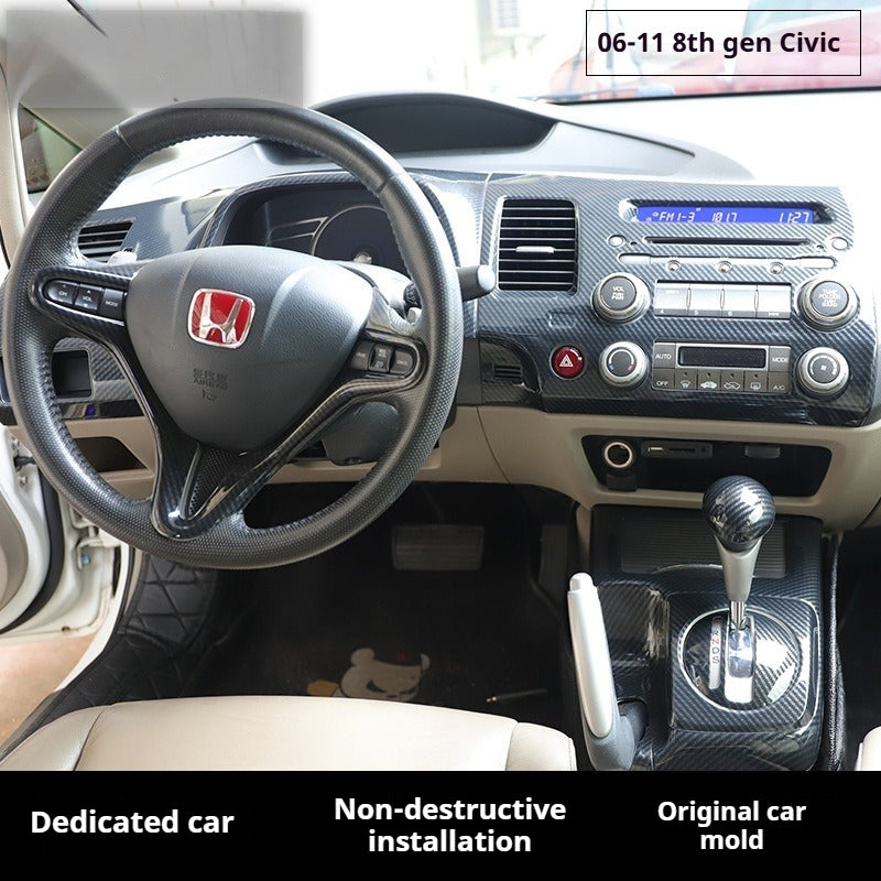 RHD 2004-2011 8th Generation Civic Carbon Fiber Interior Window Lift Steering Wheel Trim Kit