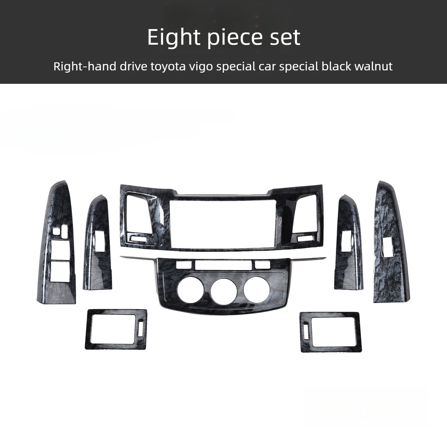 RHD 12-15 Toyota VIGO Hilux Interior Upgrade Peach Wood Carbon Fiber Pattern Steering Wheel Navigation Trim