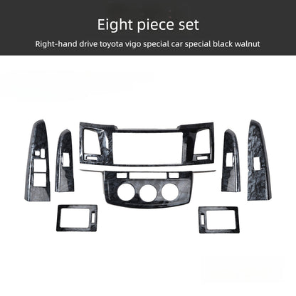 RHD 12-15 Toyota VIGO Hilux Interior Upgrade Peach Wood Carbon Fiber Pattern Steering Wheel Navigation Trim