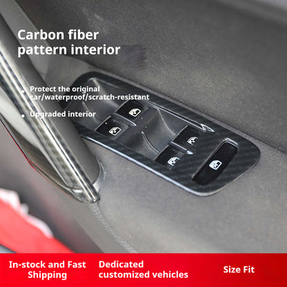 RHD 14-20 Golf 7 Carbon Fiber Trim Kit: Center Console, Gear Shift, Cup Holder Frame, Headlight Switch, Interior Trim