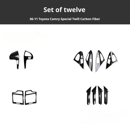 RHD 2006-2011 6th Generation Camry Interior Modification Peach Wood Carbon Fiber Pattern Air Vent Trim