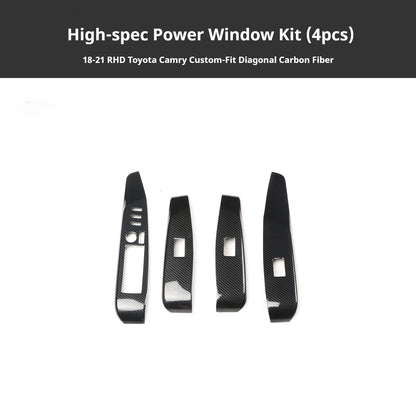 RHD 18-21 Toyota Camry Interior Modification Carbon Fiber Pattern Center Console Panel Passenger Side Decorative Trim