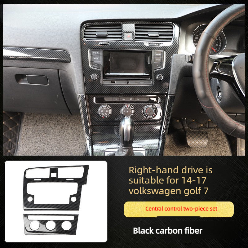 RHD 14-20 Golf 7 Carbon Fiber Trim Kit: Center Console, Gear Shift, Cup Holder Frame, Headlight Switch, Interior Trim