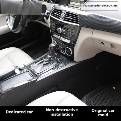 RHD 2011-2013 C-Class 204 Carbon Fiber Front Dashboard, Center Console, and Steering Wheel Trim