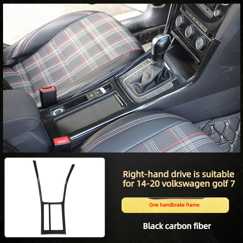 RHD 14-20 Golf 7 Carbon Fiber Trim Kit: Center Console, Gear Shift, Cup Holder Frame, Headlight Switch, Interior Trim