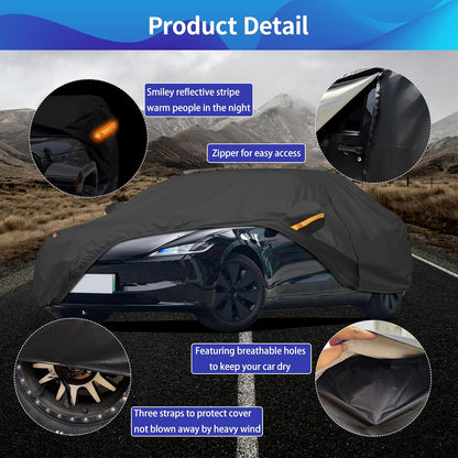 Car Cover Waterproof All Weather for Tesla Model 3 Y UV Protection Windproof Scratch Resistant.